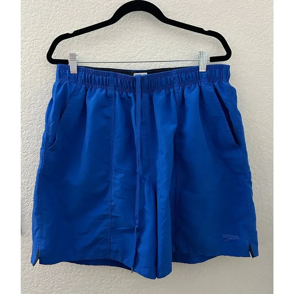 Speedo Men's Swim Lined Trunks Solid Blue Volley Board Shorts Mens Size XXL - Picture 1 of 11